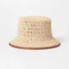 Accent-Trim Straw Bucket Hat