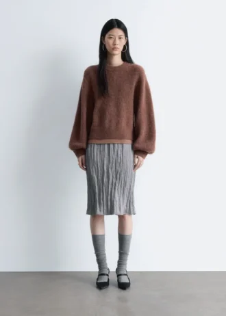 Alpaca-Blend Balloon-Sleeve Jumper