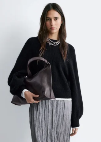 Alpaca-Blend Balloon-Sleeve Jumper
