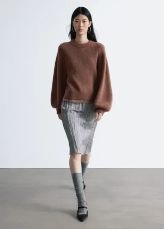 Alpaca-Blend Balloon-Sleeve Jumper