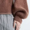 Alpaca-Blend Balloon-Sleeve Jumper