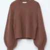 Alpaca-Blend Balloon-Sleeve Jumper