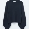 Alpaca-Blend Balloon-Sleeve Jumper