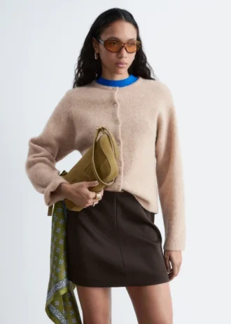 Alpaca-Blend Knitted Cardigan