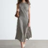 Asymmetric Draped Midi Dress
