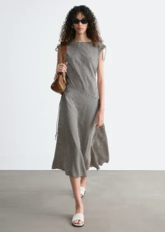 Asymmetric Draped Midi Dress
