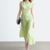 Asymmetric Draped Midi Dress