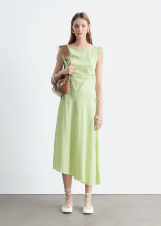 Asymmetric Draped Midi Dress