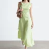 Asymmetric Draped Midi Dress