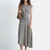 Asymmetric Draped Midi Dress