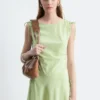 Asymmetric Draped Midi Dress