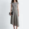 Asymmetric Draped Midi Dress