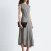 Asymmetric Draped Midi Dress