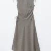 Asymmetric Draped Midi Dress