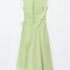 Asymmetric Draped Midi Dress