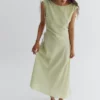 Asymmetric Draped Midi Dress