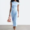 Asymmetric Paisley Midi Dress