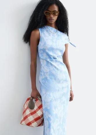 Asymmetric Paisley Midi Dress