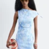 Asymmetric Paisley Midi Dress