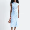 Asymmetric Paisley Midi Dress