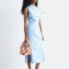 Asymmetric Paisley Midi Dress