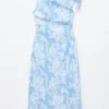 Asymmetric Paisley Midi Dress