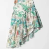 Asymmetric Ruffle Midi Skirt