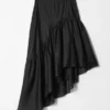 Asymmetric Ruffle Midi Skirt