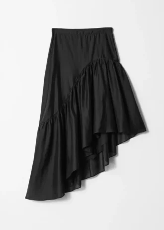 Asymmetric Ruffle Midi Skirt