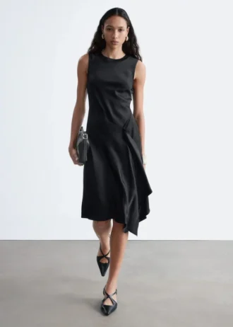 Asymmetric Satin Midi Dress