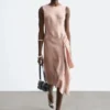 Asymmetric Satin Midi Dress