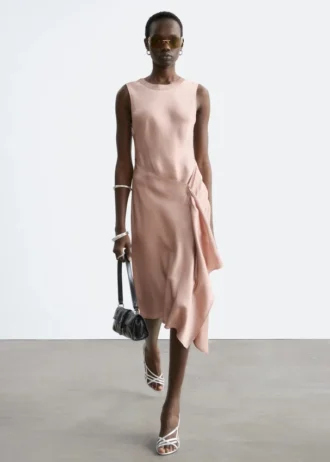 Asymmetric Satin Midi Dress