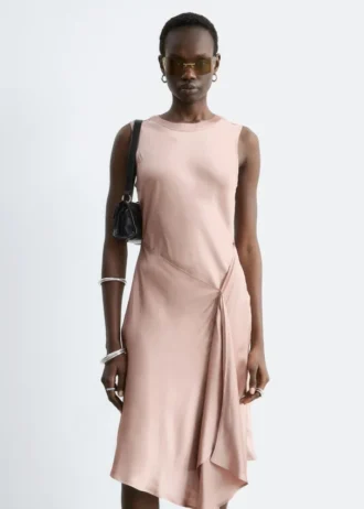 Asymmetric Satin Midi Dress