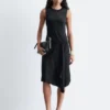 Asymmetric Satin Midi Dress
