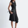 Asymmetric Satin Midi Dress