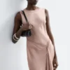 Asymmetric Satin Midi Dress
