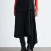 Asymmetric Wrap Midi Skirt