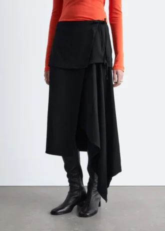 Asymmetric Wrap Midi Skirt