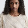 Balloon-Sleeve Jacquard Blouse