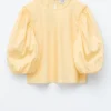 Balloon-Sleeve Jacquard Blouse
