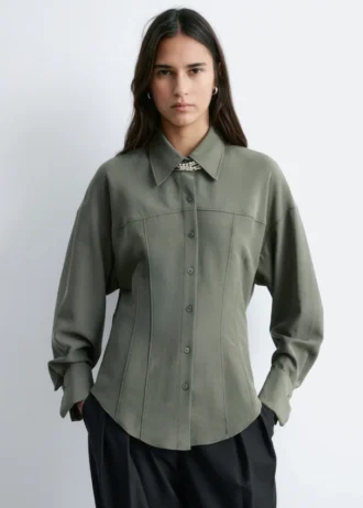 Balloon-Sleeved Tapered Shirt