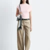 Barrel-Leg Cotton Twill Trousers