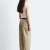 Barrel-Leg Cotton Twill Trousers