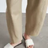 Barrel-Leg Cotton Twill Trousers