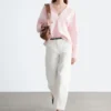 Barrel-Leg Cotton Twill Trousers