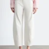 Barrel-Leg Cotton Twill Trousers