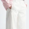 Barrel-Leg Cotton Twill Trousers