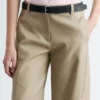 Barrel-Leg Cotton Twill Trousers