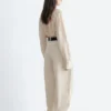 Barrel-Leg Pleated Trousers