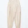 Barrel-Leg Pleated Trousers